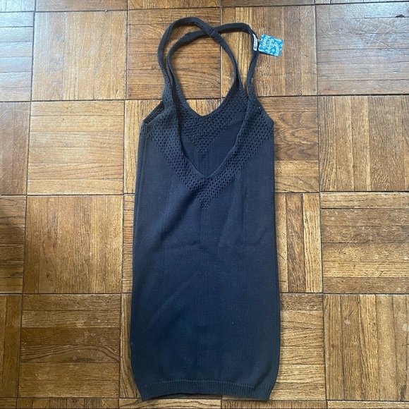 NWT Sz XS Free People Intimately Black Knockout Swit Slip Knit Mini Dress - Picture 4 of 6